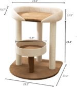 SHENGOCASE Modern Cat Tree Tower with Extra Large Platform Perch Bed for Maine Coon and Big Couch Sofa for Multiple Cats - Image 7