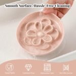 Melamine Cat Slow Feeder Bowl - Floral Maze Cat Food Dish - Flat Plate for Dry & Wet Food - Cute Kitten Bowl - Dishwasher Safe - 6.3'' W x 1'' H - 5.5 oz (160g) - Green - Image 6