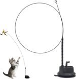 Suction Cup Cat Toy 35in Flexible Steel Cat Wand with Stand & DIY Refill Head 2-in-1 Hands-Free & Handheld Fun Teaser Toy for Indoor Home Teaser Wand - Image 4