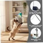 Suction Cup Cat Toy 35in Flexible Steel Cat Wand with Stand & DIY Refill Head 2-in-1 Hands-Free & Handheld Fun Teaser Toy for Indoor Home Teaser Wand - Image 5
