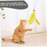 Suction Cup Cat Toy 35in Flexible Steel Cat Wand with Stand & DIY Refill Head 2-in-1 Hands-Free & Handheld Fun Teaser Toy for Indoor Home Teaser Wand - Image 6