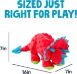 goDog Dinos Frills Squeaky Plush Dog Toy, Chew Guard Technology - Red, Large - Image 4