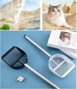 Stainless Steel Cat Litter Scoop, Long Handle Deep Shovel with Sifter, Pet Waste Scooper for Clumping Litter, Garden Soil Sand Sieve, Beach Toy, Black - Image 4