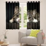 Feelyou Cats Curtains 3D Animals Pattern Window Curtains for Bedroom Living Room for Kids Boys Girls Pet Cat Kitten Decor Window Drapes Brown Grey Window Treatments 38W X 54L,2 Panels - Image 5
