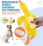Squeaky Plush Dog Toy for All Breeds, Multifunctional Goose Dog Toy with Honking Sound, Crinkle Paper, Treat Pocket, Durable Soft Stuffed Animal for Chewing, Cuddling, Interactive Play (Yellow) - Image 3