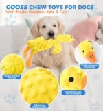 Squeaky Plush Dog Toy for All Breeds, Multifunctional Goose Dog Toy with Honking Sound, Crinkle Paper, Treat Pocket, Durable Soft Stuffed Animal for Chewing, Cuddling, Interactive Play (Yellow) - Image 4