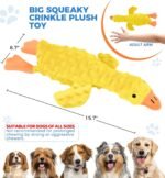 Squeaky Plush Dog Toy for All Breeds, Multifunctional Goose Dog Toy with Honking Sound, Crinkle Paper, Treat Pocket, Durable Soft Stuffed Animal for Chewing, Cuddling, Interactive Play (Yellow) - Image 6