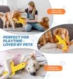 Squeaky Plush Dog Toy for All Breeds, Multifunctional Goose Dog Toy with Honking Sound, Crinkle Paper, Treat Pocket, Durable Soft Stuffed Animal for Chewing, Cuddling, Interactive Play (Yellow) - Image 7
