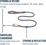 Ruffwear, Knot‑a‑Leash, Climbing‑Inspired Rope Leash, 5 ft Reflective Rope, Secure Auto‑Locking Swivel Carabiner, Tubular Handle, Accessory Loop for Pick‑Up Bags, Obsidian Black, Large - Image 5