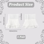 Wrist Cuffs Hand Sleeves Women 4.7x5.3in White Floral Layered Cuff Detachable Fake Sleeves Stretch Chiffon Collar Shirt Versatile Accessories for Wedding Bridal Prom Sweater Blouse Coat - Image 3