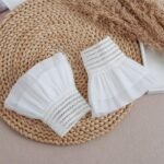 Wrist Cuffs Hand Sleeves Women 4.7x5.3in White Floral Layered Cuff Detachable Fake Sleeves Stretch Chiffon Collar Shirt Versatile Accessories for Wedding Bridal Prom Sweater Blouse Coat - Image 6