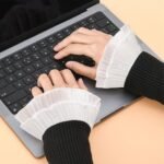 Wrist Cuffs Hand Sleeves Women 4.7x5.3in White Floral Layered Cuff Detachable Fake Sleeves Stretch Chiffon Collar Shirt Versatile Accessories for Wedding Bridal Prom Sweater Blouse Coat - Image 8