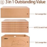 LIFLIX Cardboard Cat Scratcher with 2 Boxes, 6PCS Reversible Scratch Pads in Large Scratching Box, 43L * 34W * 15H cm - Image 3