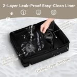 PETSFIT Portable Cat Litter Box - Removable and Washable 2-Layer Leak-Proof Lining, Scratch-Resistant Fabric with Sturdy Support Frame (Solid Black（with lid）, 43 cm Lx33 cm Wx33 cm H) - Image 4