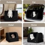PETSFIT Portable Cat Litter Box - Removable and Washable 2-Layer Leak-Proof Lining, Scratch-Resistant Fabric with Sturdy Support Frame (Solid Black（with lid）, 43 cm Lx33 cm Wx33 cm H) - Image 7
