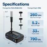 VIVOHOME All-in-One Pond Filter Fountain System Kits, 260 GPH Submersible Water Pump for Ponds up to 790 Gallons - Image 8