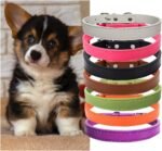 Puppy ID Collars, Soft Leather Dog Collar,14 Colors PU Leather Adjustable Dog Cat Collars for Dog Small Large Cat Collars Newborn Puppies Kitten (Flat-14 Colors, XS(0.47"*12.9")) - Image 3