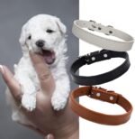 Puppy ID Collars, Soft Leather Dog Collar,14 Colors PU Leather Adjustable Dog Cat Collars for Dog Small Large Cat Collars Newborn Puppies Kitten (Flat-14 Colors, XS(0.47"*12.9")) - Image 5