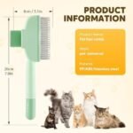 Self Cleaning Pet Hair Removal Comb, Pet Comb with Long Short Stainless Steel Metal Teeth, Cat Grooming Brush, Pet Grooming Supplies for Cat, dog (Green) - Image 3