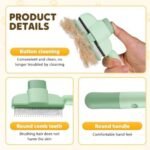 Self Cleaning Pet Hair Removal Comb, Pet Comb with Long Short Stainless Steel Metal Teeth, Cat Grooming Brush, Pet Grooming Supplies for Cat, dog (Green) - Image 4