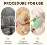 Self Cleaning Pet Hair Removal Comb, Pet Comb with Long Short Stainless Steel Metal Teeth, Cat Grooming Brush, Pet Grooming Supplies for Cat, dog (Green) - Image 5