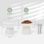 CEEFU 2 Extra Wide Raised Cat Food Bowl, Elevated Cat Bowls Anti-Vomiting Cat Feeder Whisker Stress-Free Dog Two Bowls Ceramic Cat Feeding Bowls White - Image 9