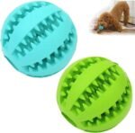 2 Pack Dog Toy Ball,Dog Pet Food Treat Feeder Chew Tooth Cleaning Ball Exercise Game IQ Training Ball for Small/Medium/Large Dog and Cat (Blue+Green, 2in（Small Dog&Puppy）) - Image 2