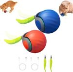 2 Pack Interactive Cat Toy Balls for Indoor Cats, Speedy Tail 3.0 Cat Toy, Two Speed Smart Automatic Activate Cat Toy Moving Ball with Tail for Bored Indoor Adult Cats (Orange + Blue) - Image 2
