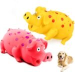 2-Pack Squeaky Pig Dog Toys - Durable Rubber Chew Toys with Oinking & Grunting Sounds for Small, Medium & Large Dogs - Interactive Latex Puppy Toy Set - Image 2