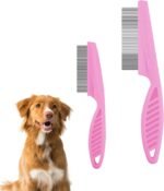 2 Packs 2 in 1 Pet Hair Comb - Multifunctional Flea and Tear Stain Removal Cat and Dog Comb for Grooming and Dehairing Face and Paws (Pink) - Image 2