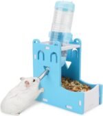 2 in 1 Hamster Hanging Water Bottle Pet Auto Dispenser with Base for Hamster Mice Gerbil Hedgehog (Smile Blue) - Image 2