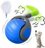 2025 Upgrade Speedy Cat Toy with Feather Tail, Motion Activated Automatic Rolling Smart Cat Toys for Indoor Cats, USB Rechargeable Cat Ball, Blue - Image 2