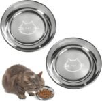 2Pcs 6.3 inch Stainless Steel Cat Bowls, Shallow Wide Flat Whisker Friendly Cat Food Water Dishes Bowls Large Dishes for Cats Dogs - Image 2