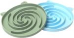 2Pcs Silicone Slow Feeder Cat Bowl Puzzle Feeder Cat,Slow Feeding cat Bowl Suitable for All Dry and Wet Foods,Easy to Clean Silicone Bowls (Green and Blue) - Image 2