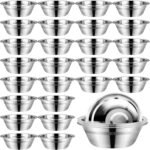 30 Pack Small Stainless Steel Bowls, 6 Inch Wide Food Prep Bowls Bulk Kitchen Metal Bowl with Flat Base for Meal Prep Cooking Serving Mixing (500ml/16oz) - Image 2