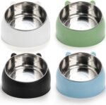 4 Pack Raised Cat Bowls, Stainless Steel Cat Food Water Bowl with Non-Slip Rubber, 14 oz Cat Dishes Cat Feeder for Indoor Pets, 4 Colors - Image 2
