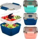4 Pack Salad Lunch Container with 4 Compartment Tray, 52 Oz Bento Box with Spoon, Dressing Cup, Portable Lunch Bowl for Meal, Salad Toppings, Snacks, Fruit - Image 2
