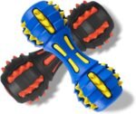 AUSCAT Teething Dog Toys, Durable Squeaky Dog Toys, Rubber Chew Toys for Dogs, Dumbbell Shape, Blue and Black - Image 2