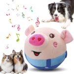 Active Moving Pet Plush Toy, Upgrade Interactive Dog Toys Talking Moving Dog Ball Toy Washable Cartoon Pig Plush (Blue Pig) - Image 2