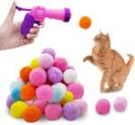 Andiker Cat Toy Balls Set, 30pcs Plush Cat Pom Pom Balls & a Plastic Cat Fetch Toy Launcher Set for Cat Catch and Fetch Interactive Cat Toy with Colorful&Soft Cat Balls (Pink+Purple 30pcs) - Image 2