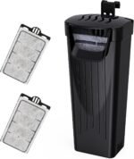 Aquarium Filter(3.5W), Fish Tank Filter, Turtle Tank Filter, Low-Water Filter for Small Fish Tank, Reptile Tank Up to 15Gallon, with 2 Cartridges(Black) - Image 2