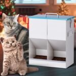 Automatic Cat Feeder Outdoor Dog Dry Food Dispenser Gravity Cat Feeder Pet Feeder for 2 Cats, 42cups/10L Dual (10L) - Image 2
