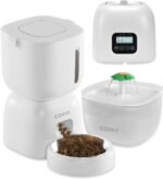 Automatic Cat Feeder and Cat Water Dispenser, Cat Food Dispenser with LCD Screen, Timer Pet Feeder for Cat & Dog, Locking Lid, Desiccant Bag, 1-4 Meals Portion Control, Dual Power, 10s Voice Recorder - Image 2