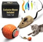 Automatic Cat Toy for Indoor Cats & Kittens – GlobalSun Speedy Tail 2.0 Motion-Activated Moving Ball – Rechargeable Interactive Cat Toy with 4 Different Tails (Mouse, Feather & Ribbon) for Enrichment - Image 2