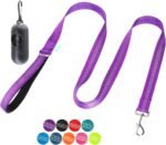 BAAPET 5 Feet Nylon Dog Leash with Triple Reflective Threads and Comfortable Padded Handle for Walking, Training Lead Small Puppy, Medium and Large Dogs or Cats (3/4'' x 5 FT, Purple) - Image 2