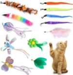 Cat Feather Toys, 12 Pcs Cat Wand Replacement, Interactive Feather Teaser Cat Toy Colorful Cat Wand Attachments Feather Cats Toy Refills for Kitten Playing Catcher Exercise - Image 2