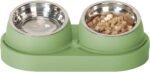 Cat Feeder and Water Dispenser, Cat Feeder with Stainless Steel Bowls, Pet Food Dispenser for Cats and Small Dogs, Easy to Clean(Green) - Image 2