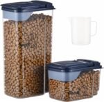 Cat Food and Treats Containers Set,Airtight Cat Food Containers for Dry Food Biscuit 5 Lbs+1.5 Lbs,Pet Food Storage Container Buckle Lid Portable Dispenser,BPA Free Plastic - Image 2