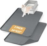 Cat Litter Mat, Extra Large 86.4 x 56cm Silicone Mat Litter Trapping Mat for Scatter Control, Soft on Kitty Paws, Easy to Clean (2 Pack, Dark Gray) - Image 2