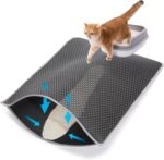 Cat Litter Mat Litter Trapping Mats, 25''x16'' Cat Litter box Mat for Floor, 2 Layer Honeycomb Pet Litterbox Matt Catcher Rug, Waterproof Urine Proof, Non-Slip, Soft, Clean Easily, Small - Image 2